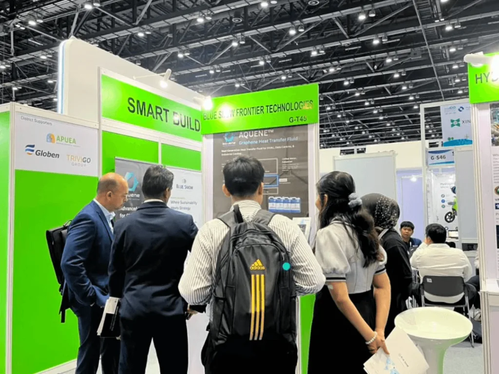 AQUENE Graphene Heat Transfer Fluid at ASEW 2026 Blue Snow Frontier Technologies showcasing AQUENE graphene heat transfer fluid at Asia Sustainable Energy Week 2026 in Bangkok